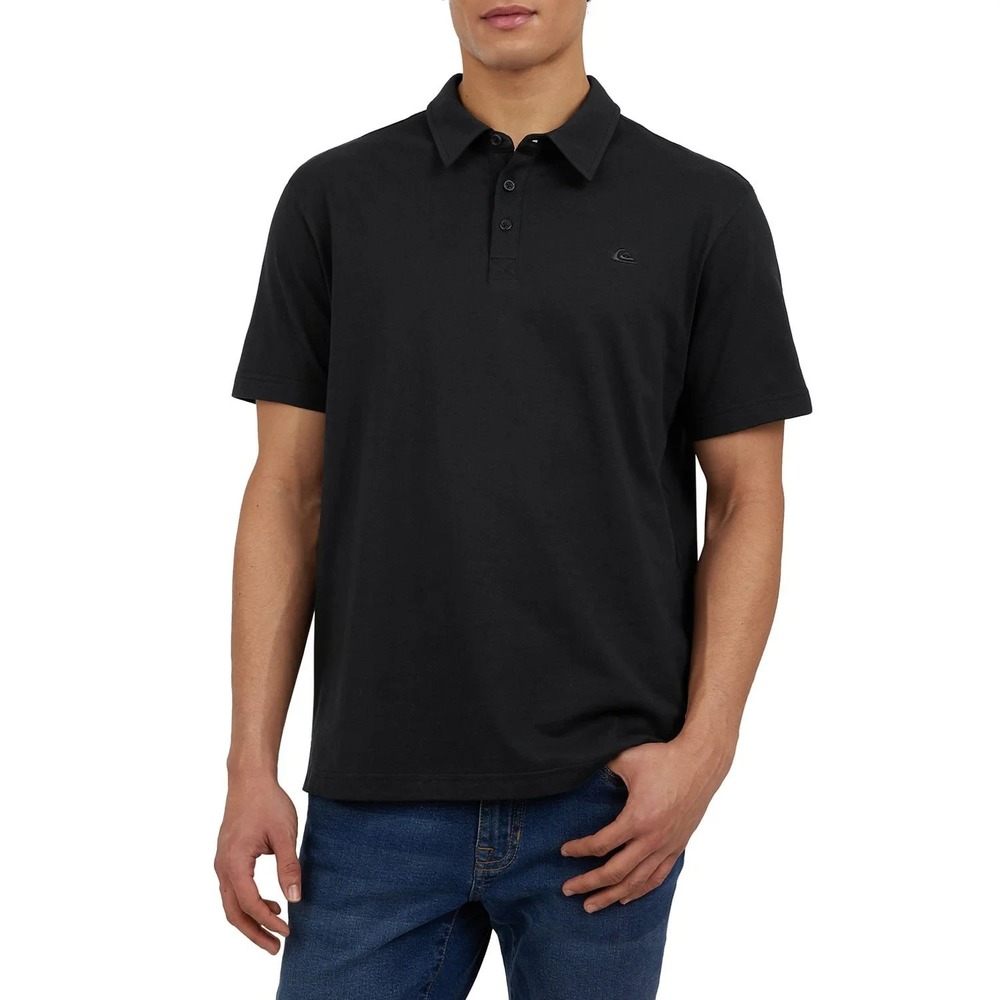 Quiksilver Men Atwood Polo Shirt Black Short Sleeve Cotton Size S NWT